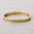 Ribbed Crystal Golden Bangle