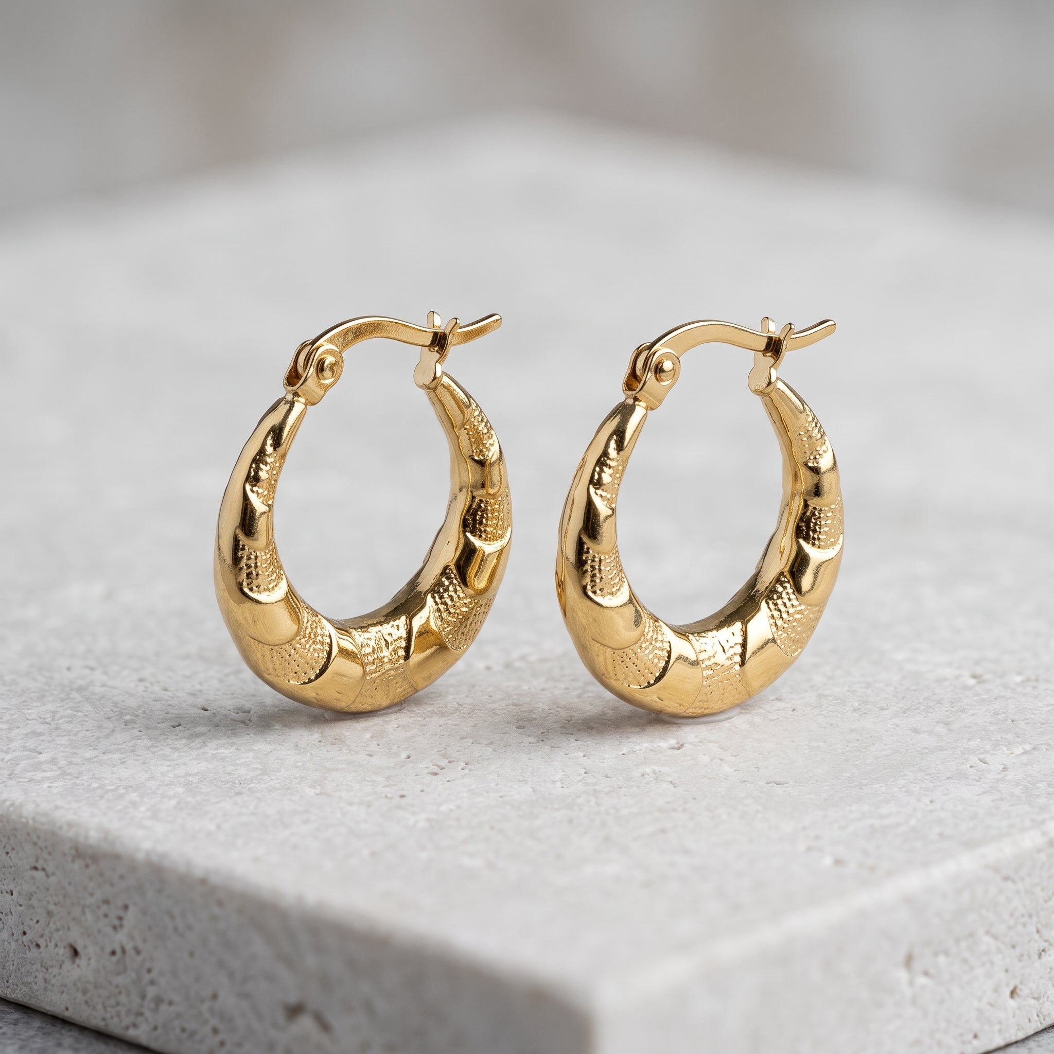 Textured Chunky Gold Hoop Earrings
