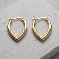 Ribbed V-Shape Gold Hoop Earrings