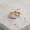 White Pearl Open-Front Gold Ring