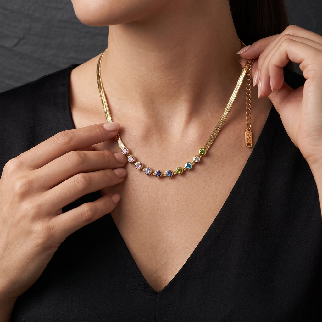 Multicolor Crystal Gold Necklace