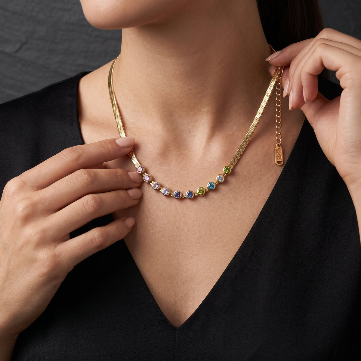 Multicolor Crystal Gold Necklace