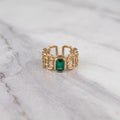 Emerald-Cut Green Gem Chain Ring