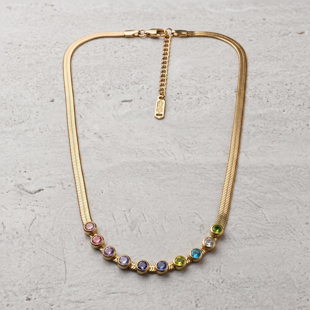 Multicolor Crystal Gold Necklace